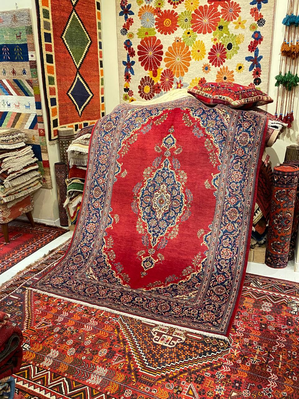 Tappeto Persiano Kashan semi antico 208 x 140 cm - immagine 11